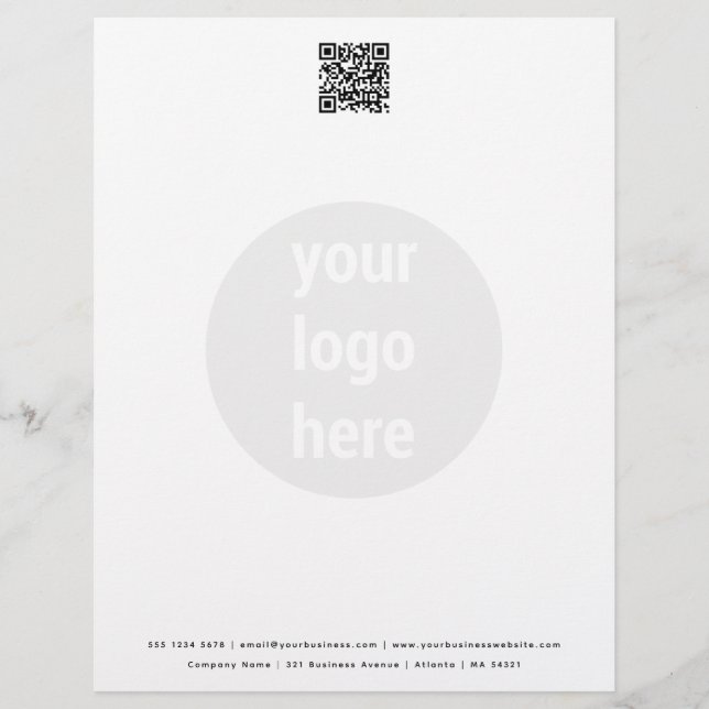 Minimale QR Code Business Logo Letterhead Briefhoofd (Voorkant)