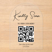 Minimale QR-code Digitale Menu Trouwboog Acryl Uitnodigingen (Voorkant)