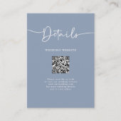 Minimale QR-code Dusty Blue bruiloft details Informatiekaartje (Voorkant)