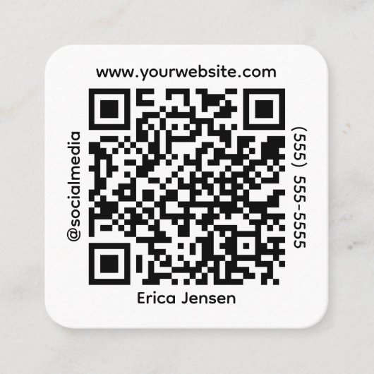 Minimale QR-code-eigenaar Vierkante Visitekaartje (Voorkant)