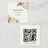 Minimale QR-code Floral Save the Date Kaart Vierkante Visitekaartje (Voorkant / Achterkant)