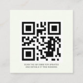 Minimale QR-code Floral Save the Date Kaart Vierkante Visitekaartje (Achterkant)