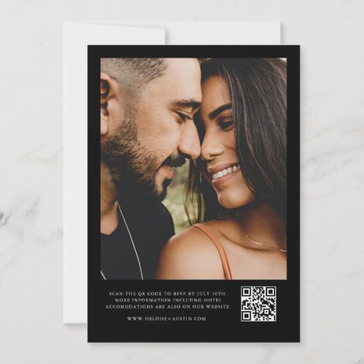 Minimale QR Code Foto B&W Weddenschap Kaart (Achterkant)
