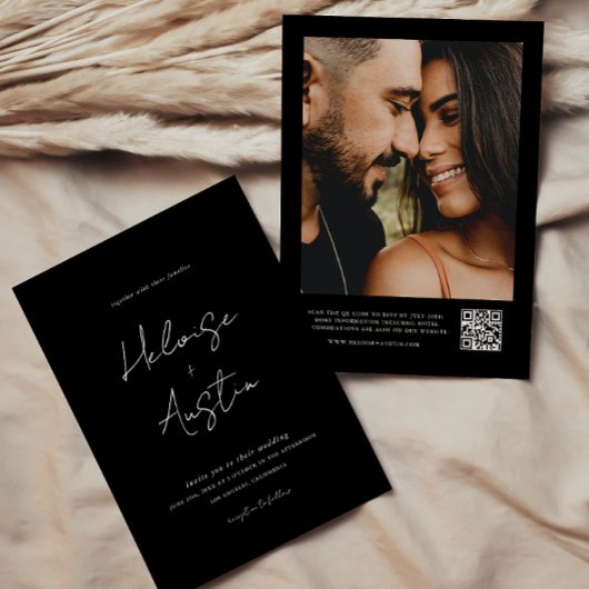 Minimale QR Code Foto B&W Weddenschap Kaart