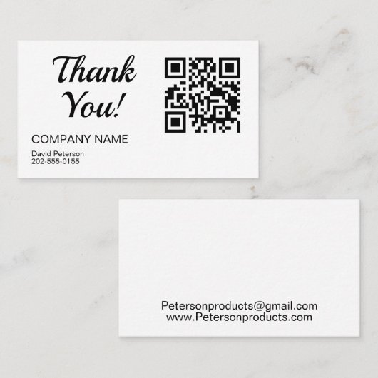 Minimale QR-code Hartelijk dank voor uw bedrijf Visitekaartje (Voorkant / Achterkant)