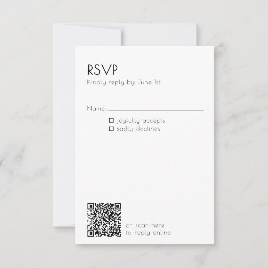 Minimale QR-code huwelijksdetails Modern  RSVP Kaartje (Voorkant)