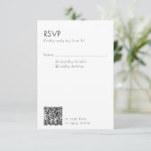 Minimale QR-code huwelijksdetails Modern  RSVP Kaartje (Staand voorkant)