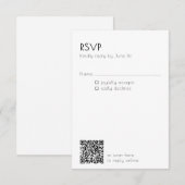 Minimale QR-code huwelijksdetails Modern  RSVP Kaartje (Voorkant / Achterkant)