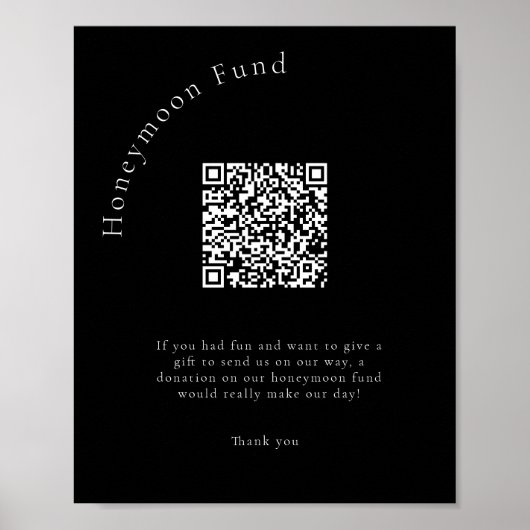 Minimale QR-code huwelijksreis fonds Poster (Voorkant)
