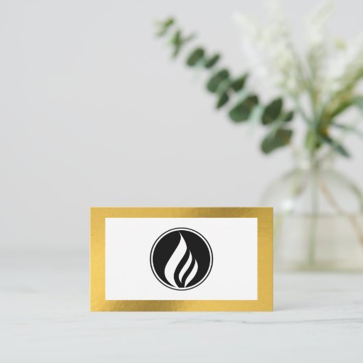 Minimale QR Code logo met gouden lijsten visitekaa Visitekaartje (Staand voorkant)