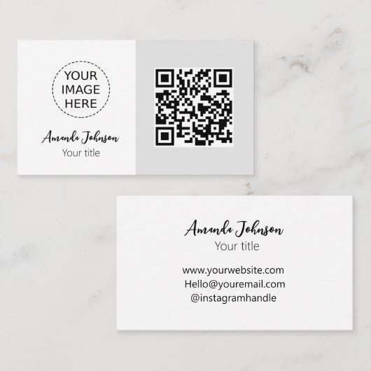 Minimale QR Code Online Visitekaartje met Logo (Voorkant / Achterkant)
