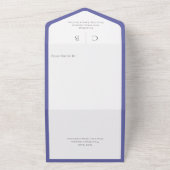 Minimale QR-code periwinkle & White Monogram All In One Uitnodiging (Buitenkant)