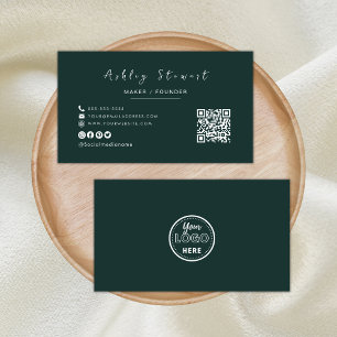 Minimale Qr Code Professional, donkergroen Visitekaartje