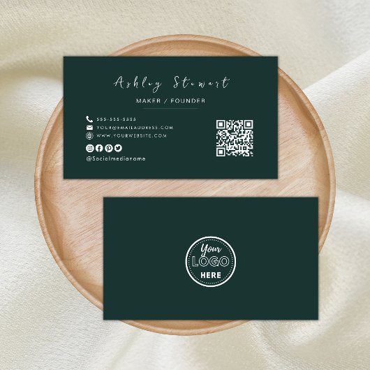 Minimale Qr Code Professional, donkergroen Visitekaartje