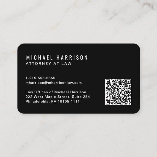 Minimale QR-code professioneel zwart Visitekaartje (Voorkant)