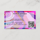 Minimale QR-code | Retro Script Paarse roze Visitekaartje (Achterkant)