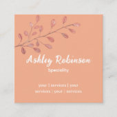 Minimale QR-code roos terracotta blad Vierkante Visitekaartje (Voorkant)