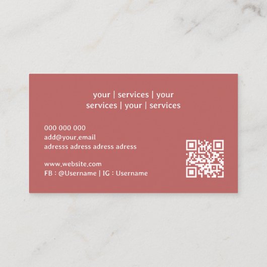 Minimale QR-code roos terracotta blad Visitekaartj Visitekaartje (Achterkant)