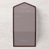 Minimale QR-code roze en Bourgogne All In One Uitnodiging (Buitenkant)