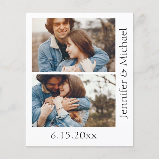 Minimale QR-code RSVP 3 foto's Bruiloft uitnodigin (Voorkant)