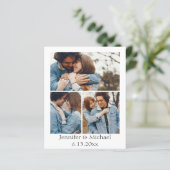 Minimale QR-code RSVP 4 foto's Bruiloft uitnodigin (Staand voorkant)