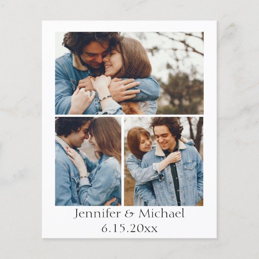 Minimale QR-code RSVP 4 foto's Bruiloft uitnodigin (Voorkant)