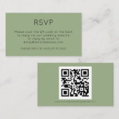 Minimale QR-code Sage Green Wedding RSVP Informatiekaartje (Voorkant / Achterkant)