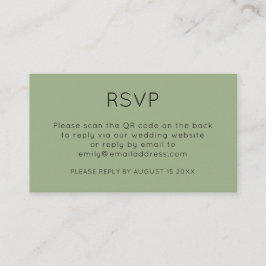 Minimale QR-code Sage Green Wedding RSVP Informatiekaartje