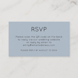 Minimale QR-code Stusty Blue Wedding RSVP Enclosu Informatiekaartje