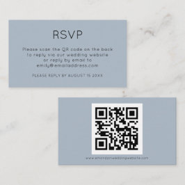 Minimale QR-code Stusty Blue Wedding RSVP Enclosu Informatiekaartje