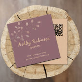 Minimale QR-code terracotta roze blad Vierkante Visitekaartje