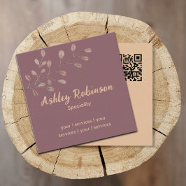 Minimale QR-code terracotta roze blad Vierkante Visitekaartje