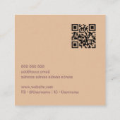 Minimale QR-code terracotta roze blad Vierkante Visitekaartje (Achterkant)