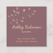 Minimale QR-code terracotta roze blad Vierkante Visitekaartje (Voorkant)