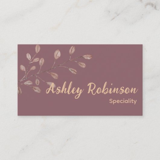 Minimale QR-code terracotta roze blad Visitekaartj Visitekaartje (Voorkant)