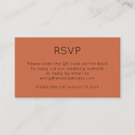 Minimale QR-code Terracotta Wedding RSVP Informatiekaartje