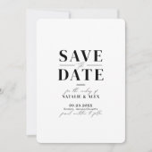 Minimale QR-code van de zwart-witwebsite Save The Date (Voorkant)