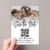 Minimale QR-code vervaagde foto De datum opslaan Acryl Uitnodigingen (Insitu (Draagbaar))