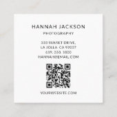 Minimale QR-code Vintage Fotograaf Vierkante Visitekaartje (Achterkant)