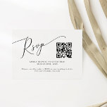 Minimale QR-code voor bruiloft RSVP Kaartje<br><div class="desc">De legante en minimale trouwkaart RSVP die een moderne manuscripttekst bij de bovenkant met een code QR kenmerkt. Dit eenvoudige ontwerp zal voor om het even welk seizoen werken. De kaart omvat ook maaltijdkeuzevrijheid opties voor gasten om uit te kiezen.</div>