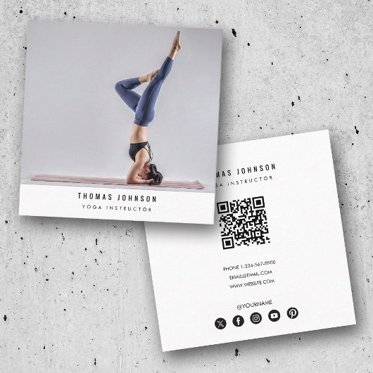 Minimale QR-code voor de fitness door Yoga Vierkante Visitekaartje