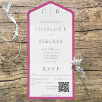 Minimale QR-code voor Fuchsia Pink & White Monogra