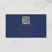 Minimale QR-code voor Navy Blue & Gold Modern Visitekaartje (Achterkant)