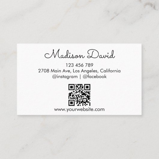 Minimale QR-code voor pasgeboren zorgspecialist Visitekaartje (Achterkant)