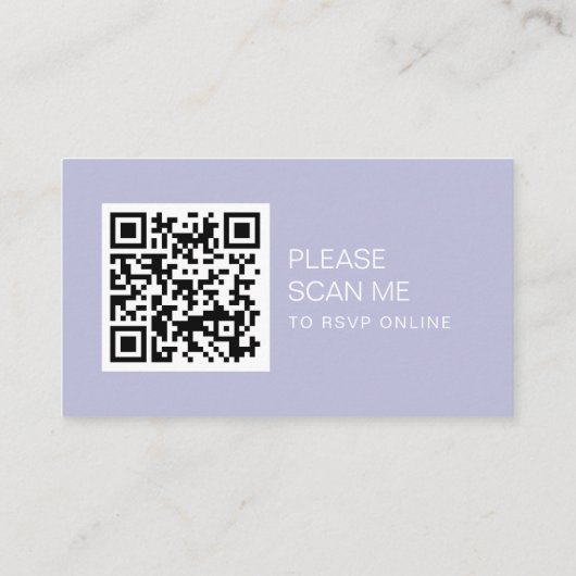 Minimale QR-code voor periwinkle bruiloft online R Informatiekaartje (Achterkant)