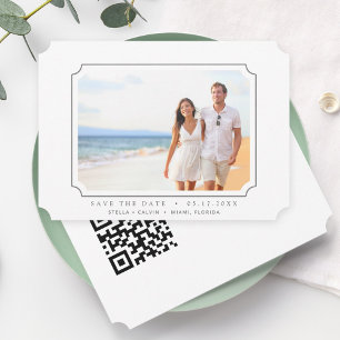 Minimale QR Code Weddenschap Foto Save The Date