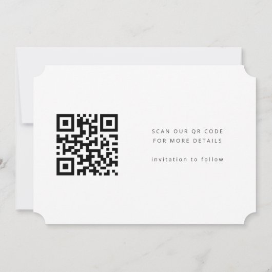 Minimale QR Code Weddenschap Foto Save The Date (Achterkant)