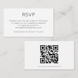 Minimale QR-code zwart withuwelijk RSVP Informatiekaartje