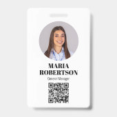 Minimale QR-fotocode voor de naam van werknemer Badge (Voorzijde)