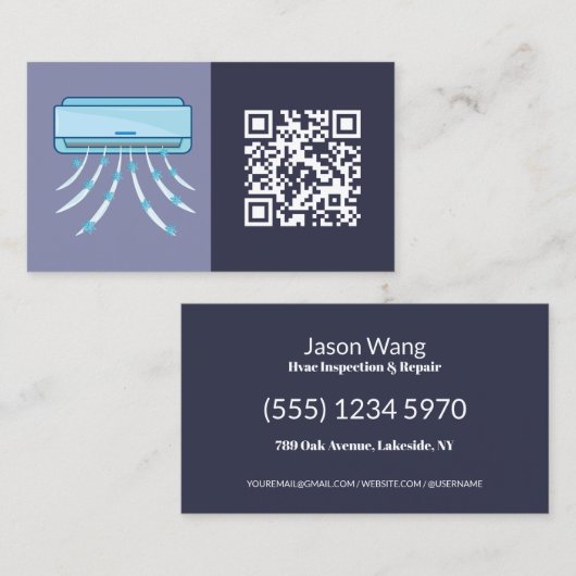 Minimale QR HVAC Visitekaartje (Voorkant / Achterkant)